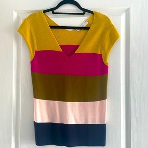 NWOT Loft color block knit v-neck multi-colored sweater
